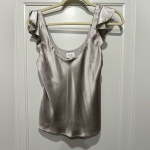 Cami NYC Satin Camisole with Ruffle Sleeves - Silver Gray